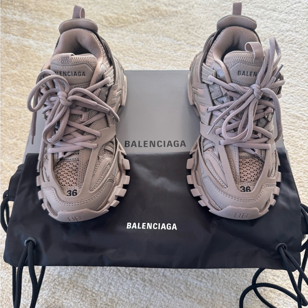 Balenciaga Women’s Track Recycled-sole Sneakers Light Khaki Size 36 - Picture 3 of 8